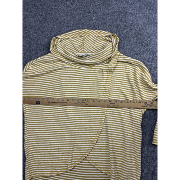 Anthropologie Saturday Sunday Sweater Womens S Yellow White Stripe Cowl Neck - Picture 3 of 5